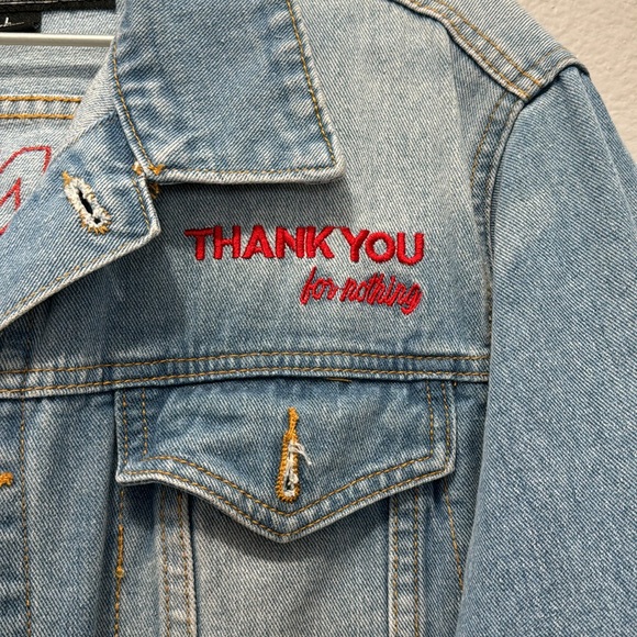 Thank You For Nothing Denim Trucker Jacket Mens Large - Picture 5 of 6